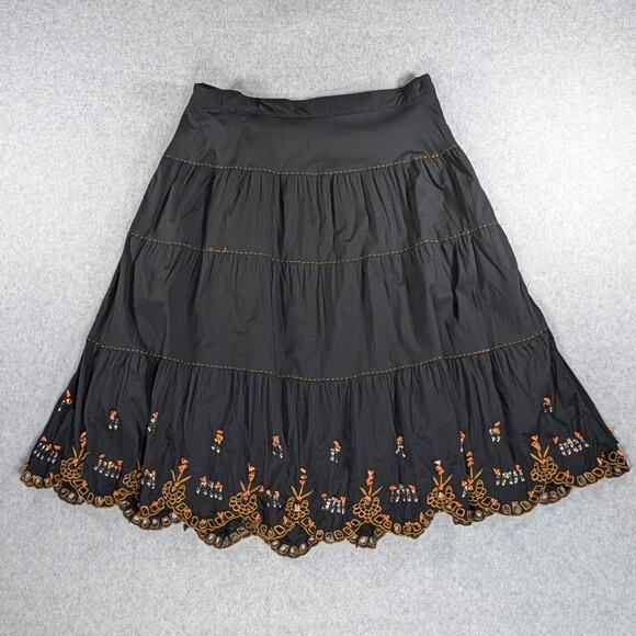 Millenium Skirt M Black Midi Embroidered Beaded Paneled Boho Festival - Picture 4 of 11